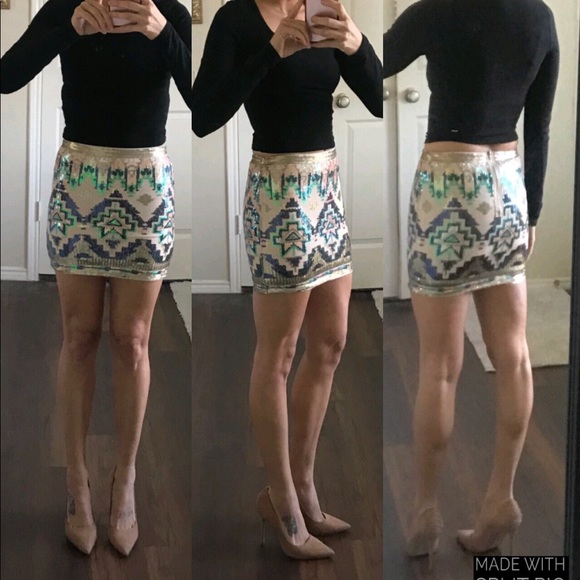 Alya Dresses & Skirts - Alya Aztec sequin miniskirt